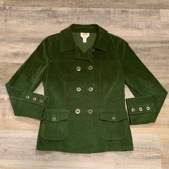 Talbots Jackets & Blazers - Talbots Green Velvet Pea Coat Blazer Jacket Women’s Size 8